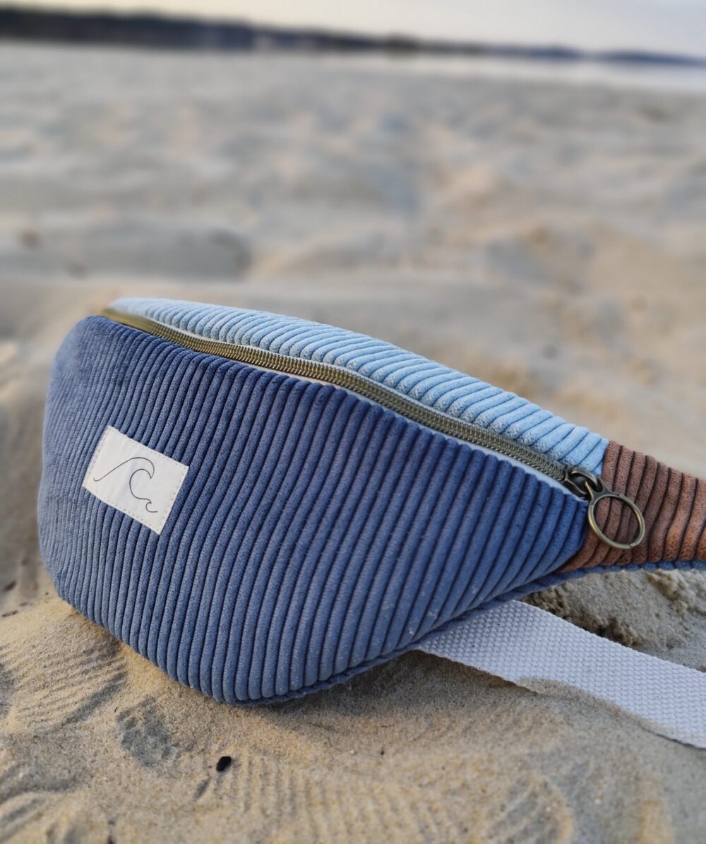 Banane Femme velours côtelé tricolore gris bleu – Image 4