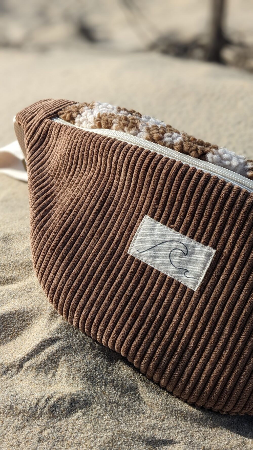 Banane Femme velours côtelé marron et sherpa léopard – Image 4