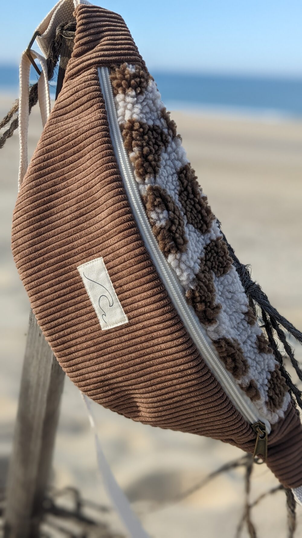 Banane Femme velours côtelé marron et sherpa léopard – Image 3