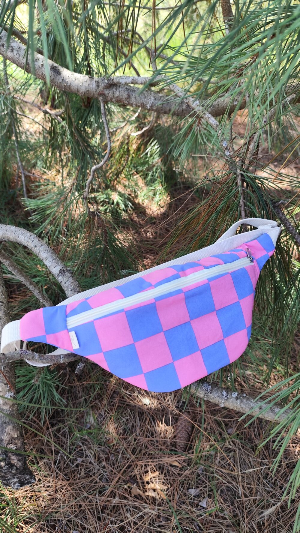 Banane Femme damier rose et bleu – Image 3