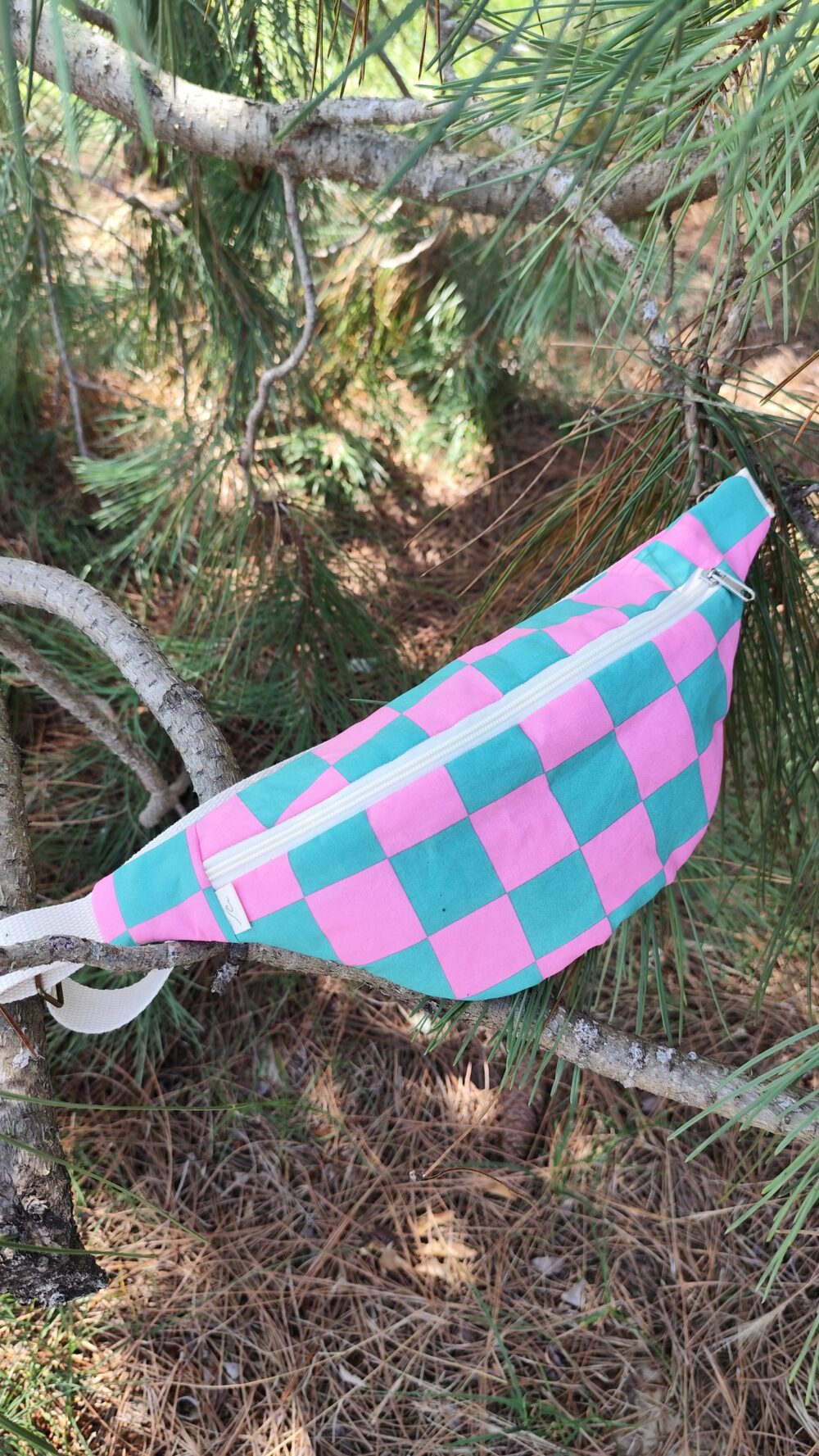 Banane Femme damier vert et rose – Image 2