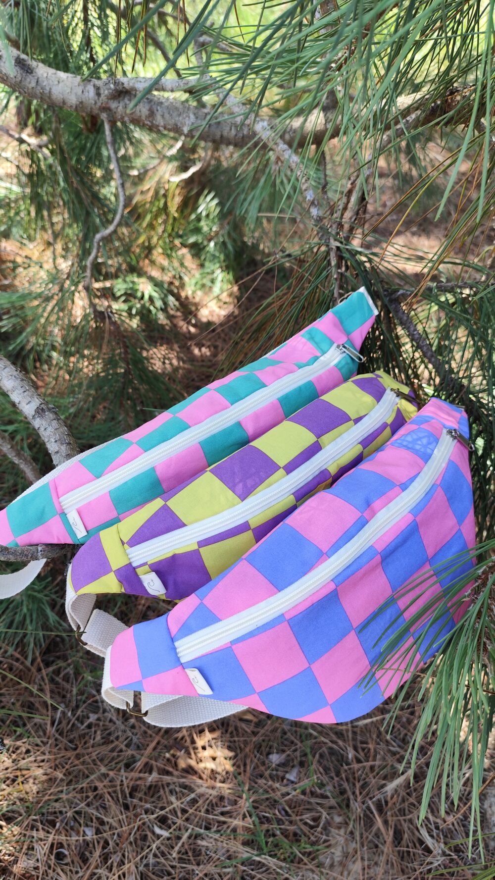Banane Femme damier vert et rose – Image 3