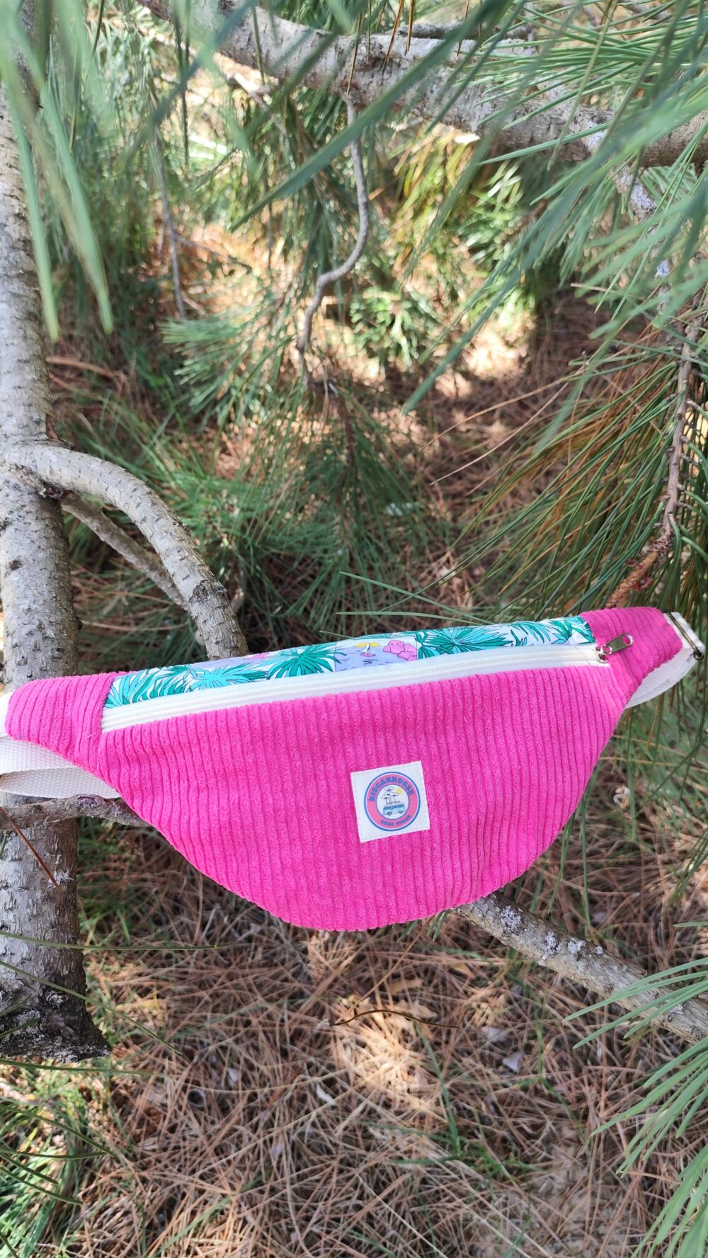 Banane Femme velours côtelé tropicale fushia