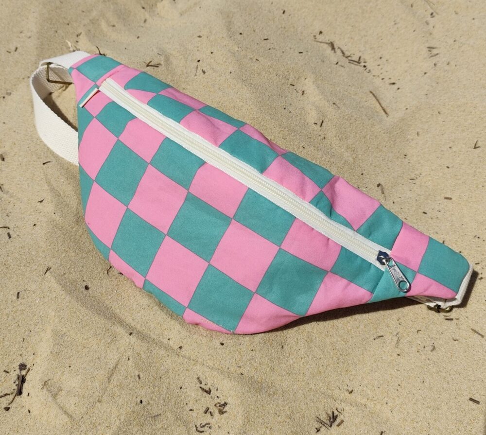 Banane Femme damier vert et rose