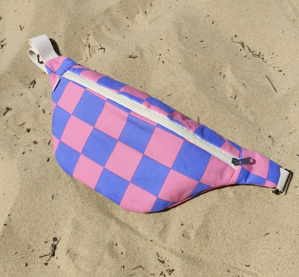 Banane Femme damier rose et bleu