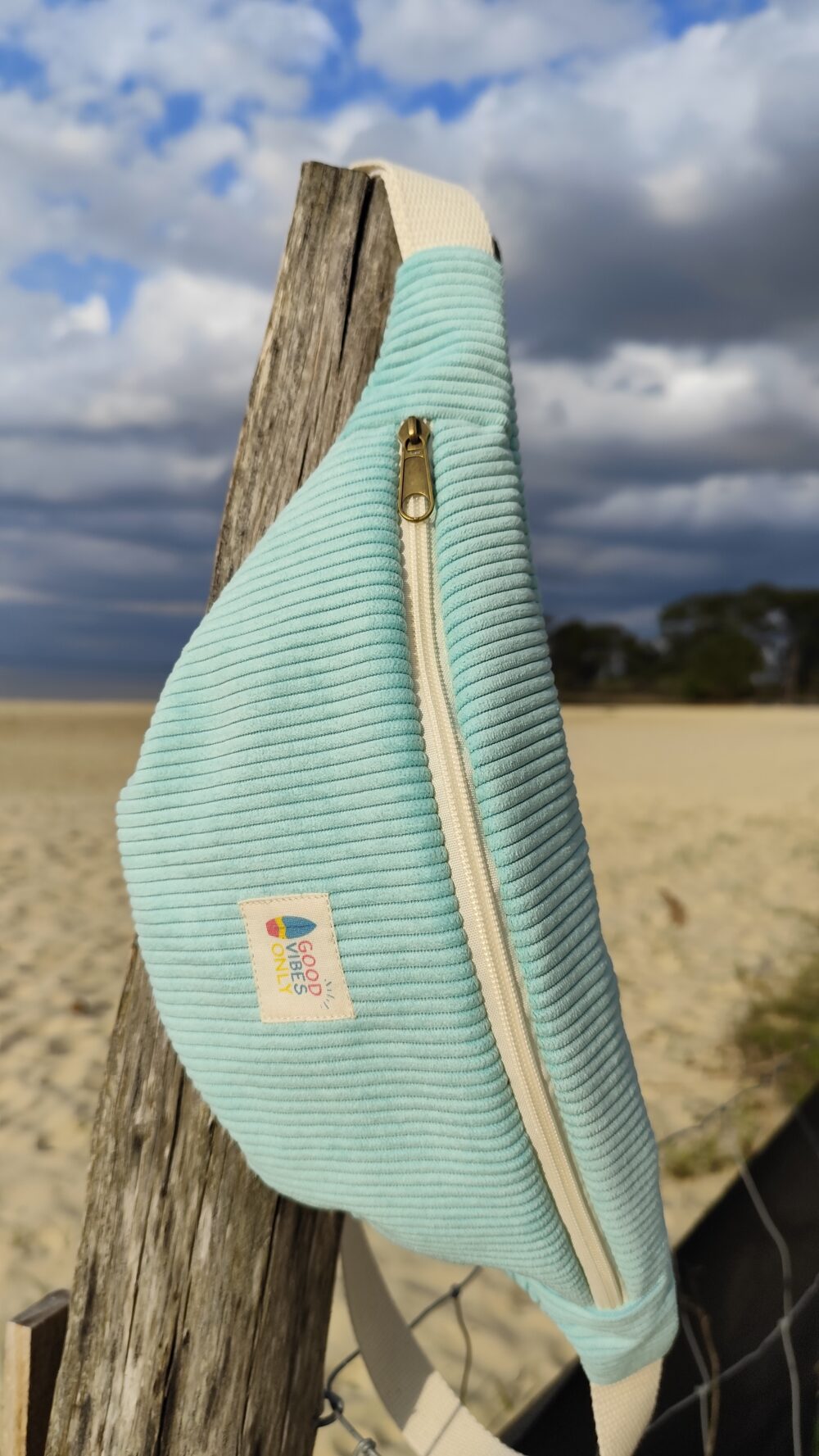 Banane Femme velours côtelé turquoise – Image 3